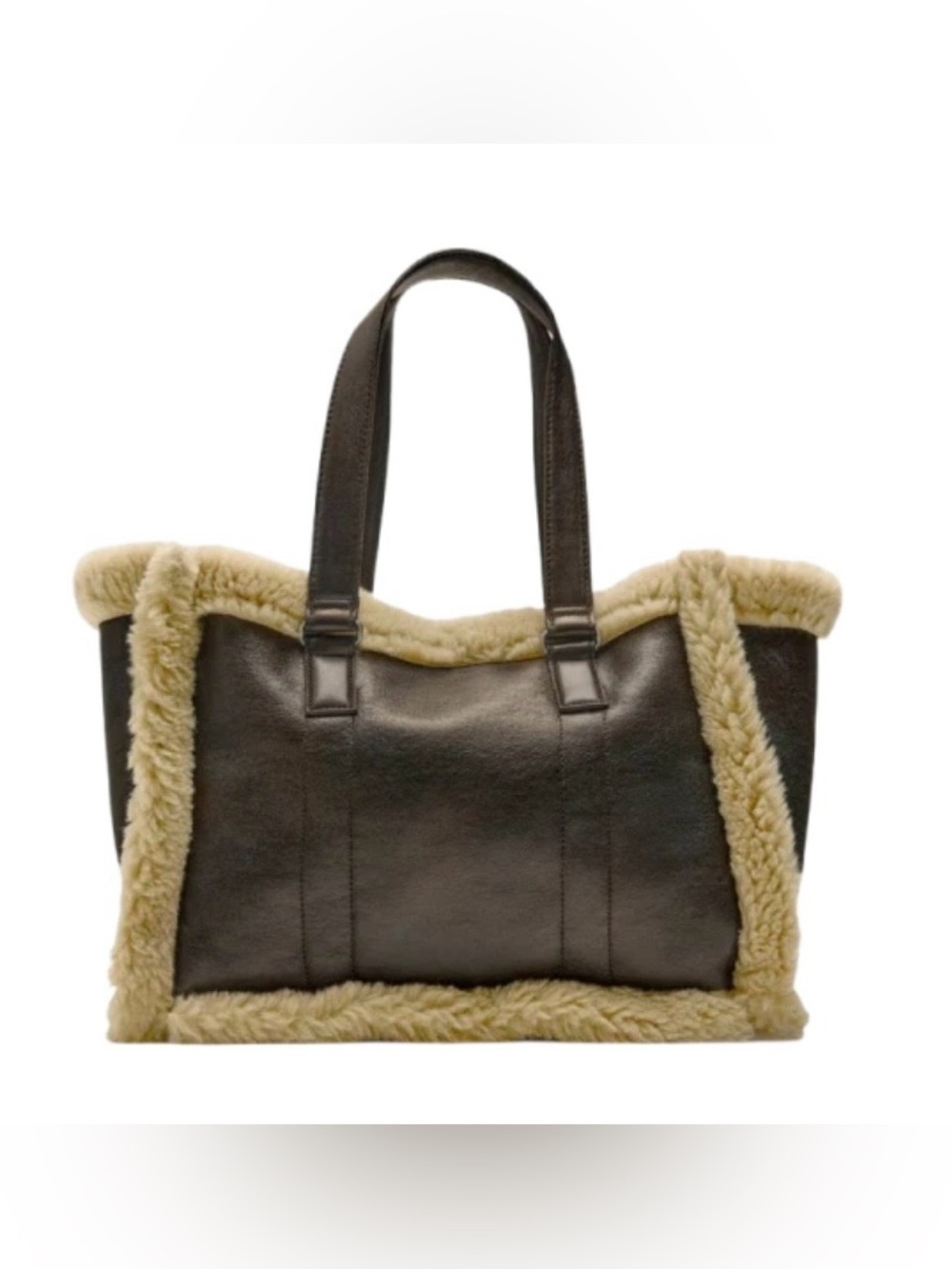 Brand new ZARA Classic Shearling-Trim Tote Bag
